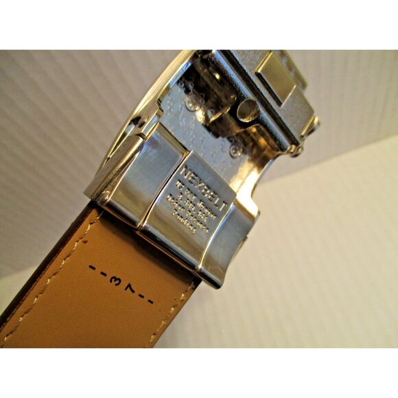 *NEXBELT Chestnut Brown Leather Belt w Flag Motif Buckle - Picture 5 of 7